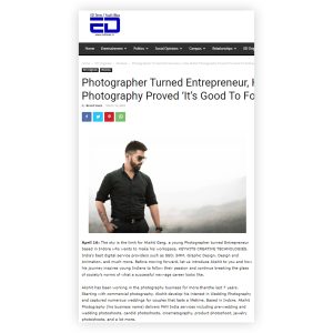 Young photographer turned entrepreneur based in Indore